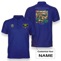 Thumbnail for VINTAGE G4221 - The Rooftop Spotting Deck - Double-Side Polo T-Shirt design on blue+name