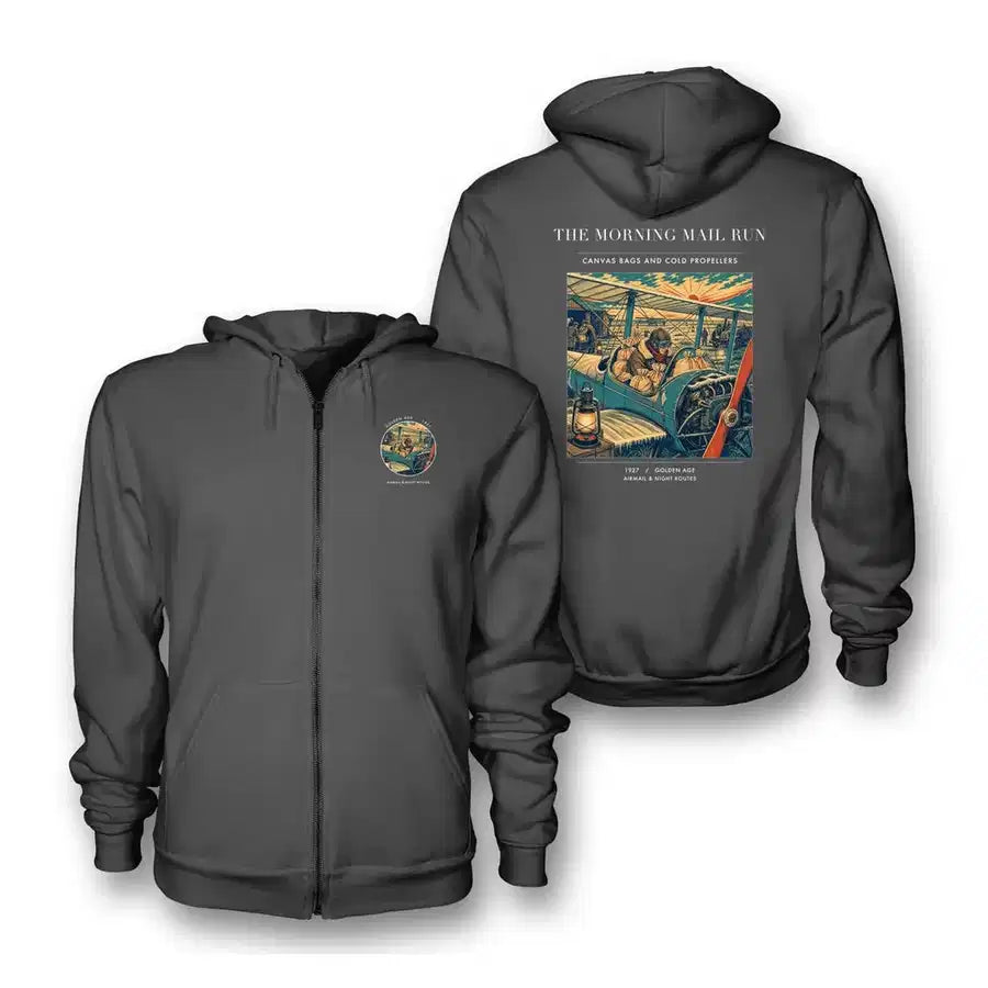VINTAGE G4146 - The Morning Mail Run - Premium Zipped Hoodie design on darkgray