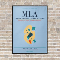 Thumbnail for Malta International Airport MLA vertical canvas print - framed - light blue background