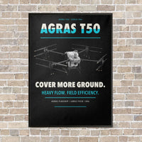 Thumbnail for DJI Agras T50 vertical canvas print - framed - black background