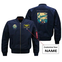 Thumbnail for VINTAGE G4393 - The Storm Chaser's Notebook - Bomber Jacket design on blue+name