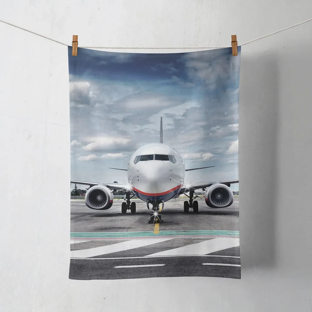 Amazing Clouds and Boeing 737 NG aviation design on soft absorbent cotton towel.