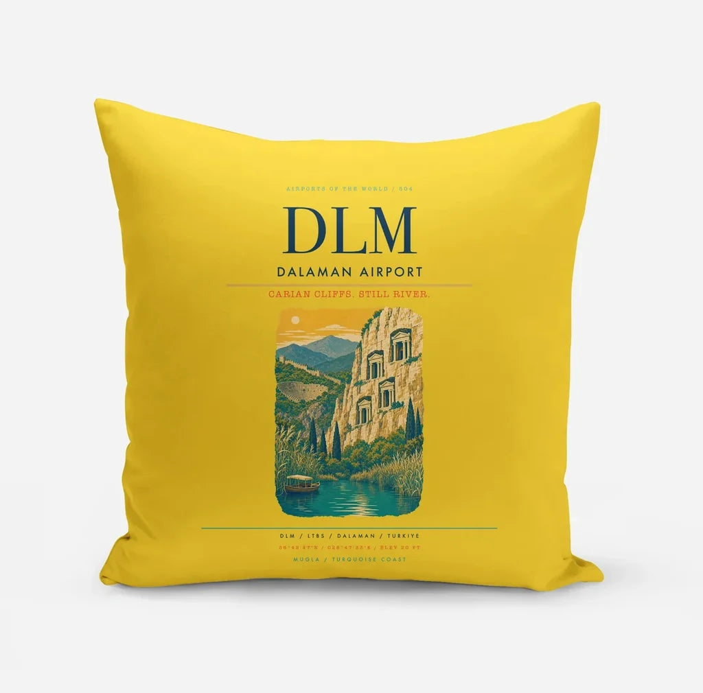 Dalaman Airport (DLM) design on yellow pillow