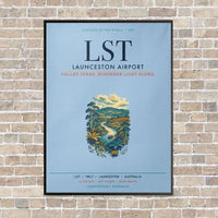 Thumbnail for Launceston Airport LST vertical canvas print - framed - light blue background