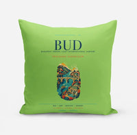 Thumbnail for Budapest Ferenc Liszt International Airport (BUD) design on light green pillow