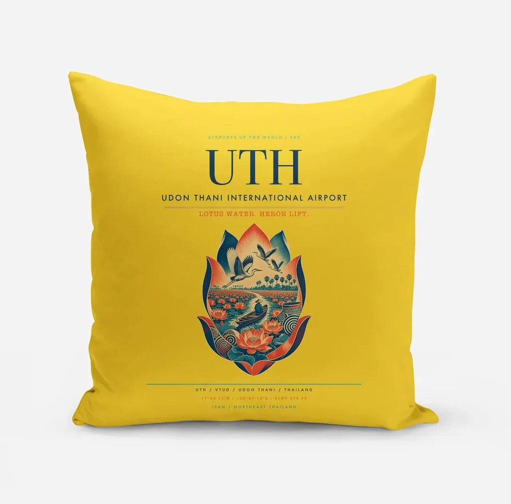 Udon Thani International Airport (UTH) design on yellow pillow