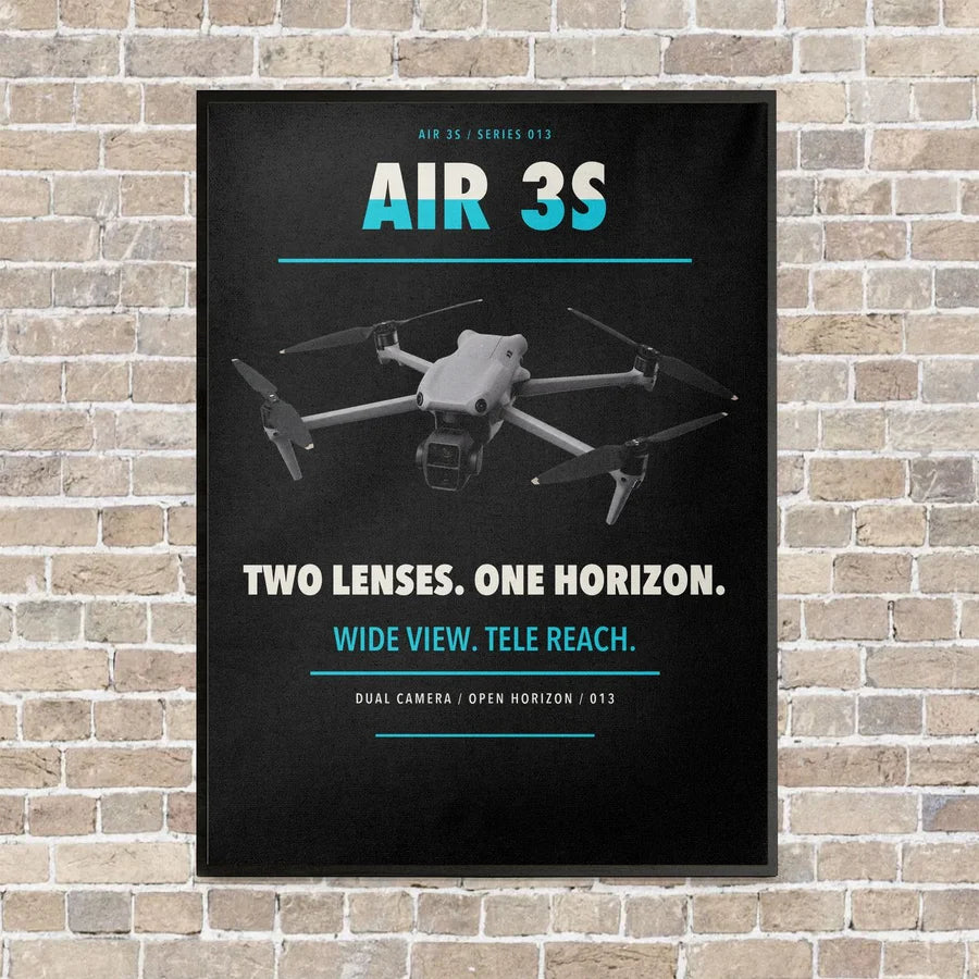 DJI Air 3S vertical canvas print - framed - black background