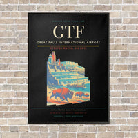 Thumbnail for Great Falls International Airport GTF vertical canvas print - framed - black background