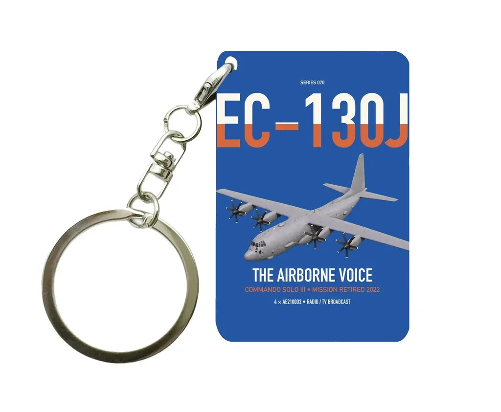 EC-130J Commando Solo III design on blue designed key chain, double-side print