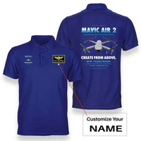 Thumbnail for DJI Mavic Air 2 design on blue polo with custom name badge