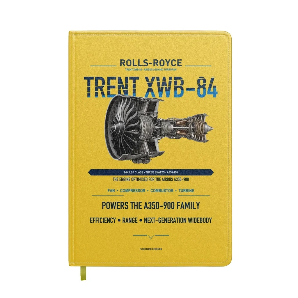 TRENT XWB-84 design on yellow notebook
