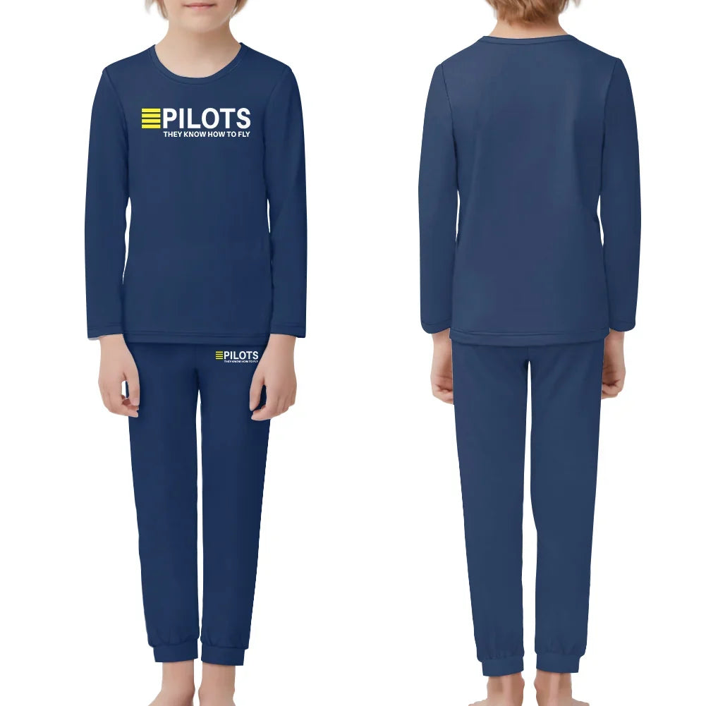 Pilots They Know How To Fly children pajamas - Dark Blue