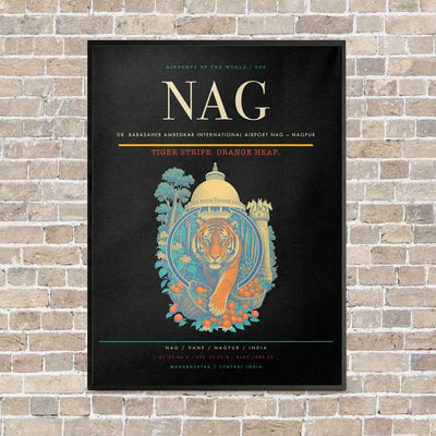 Dr. Babasaheb Ambedkar International Airport NAG — Nagpur vertical canvas print - framed - black background