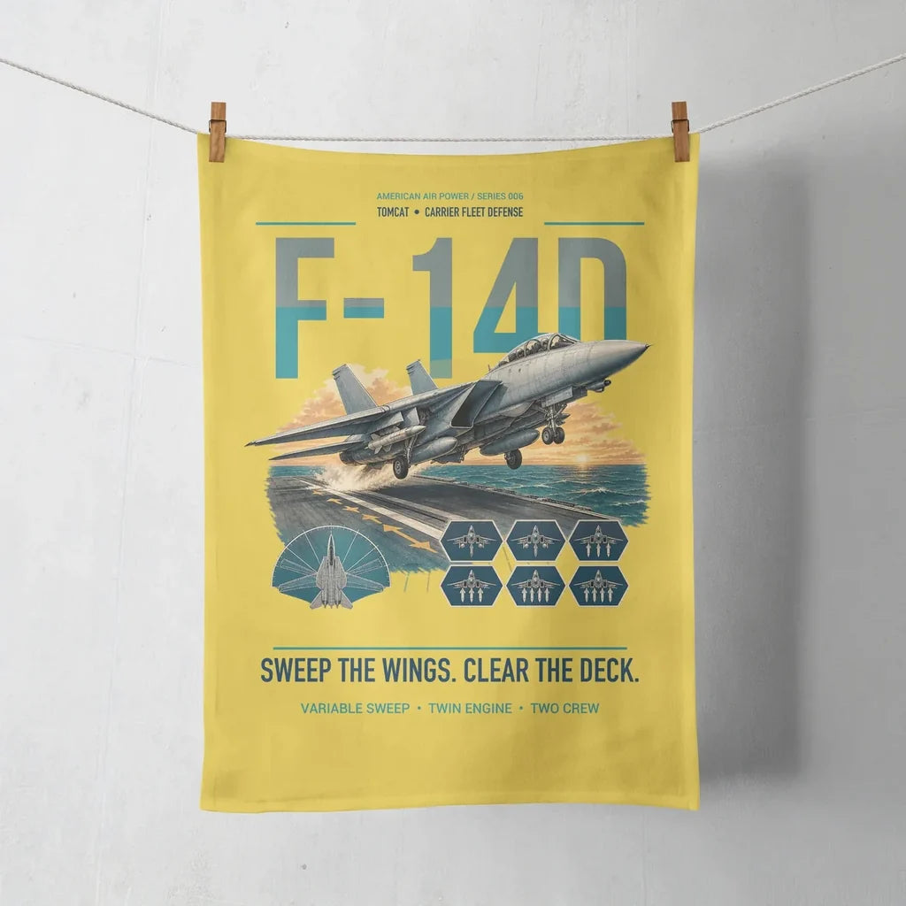 F-14D Tomcat design on yellow towel