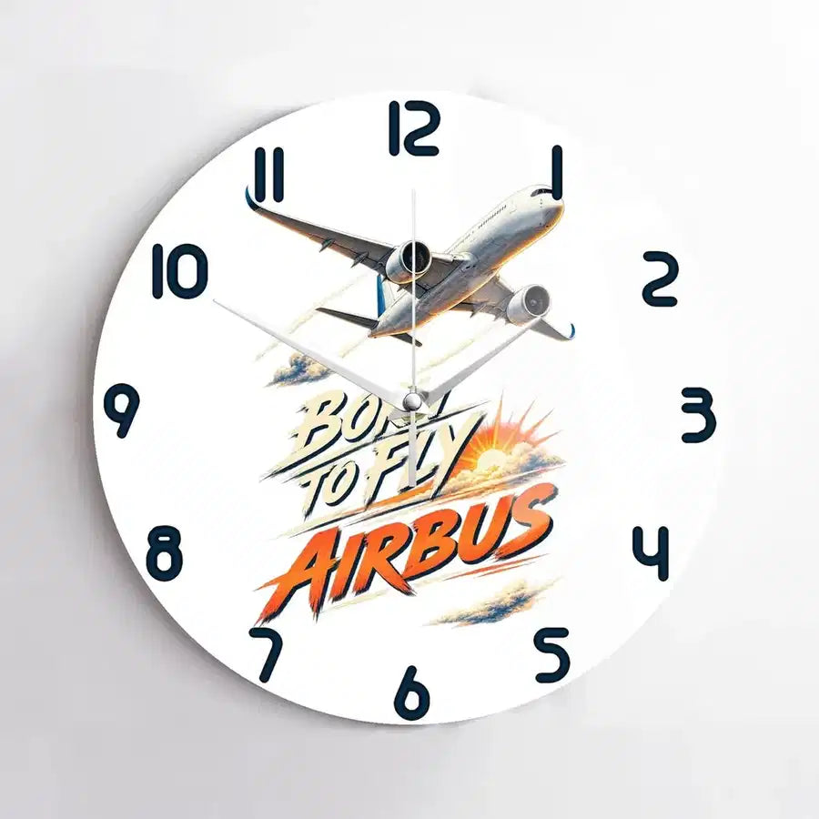 Born To Fly Airbus design on white no frame wall clock