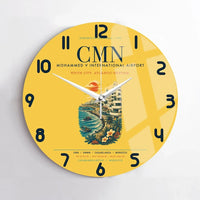 Thumbnail for Casablanca Mohammed V International Airport (CMN) design on yellow no frame wall clock