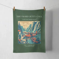 Thumbnail for VINTAGE G4185 - The Fjord Jetty Call - Designed Towels design on darkgreen