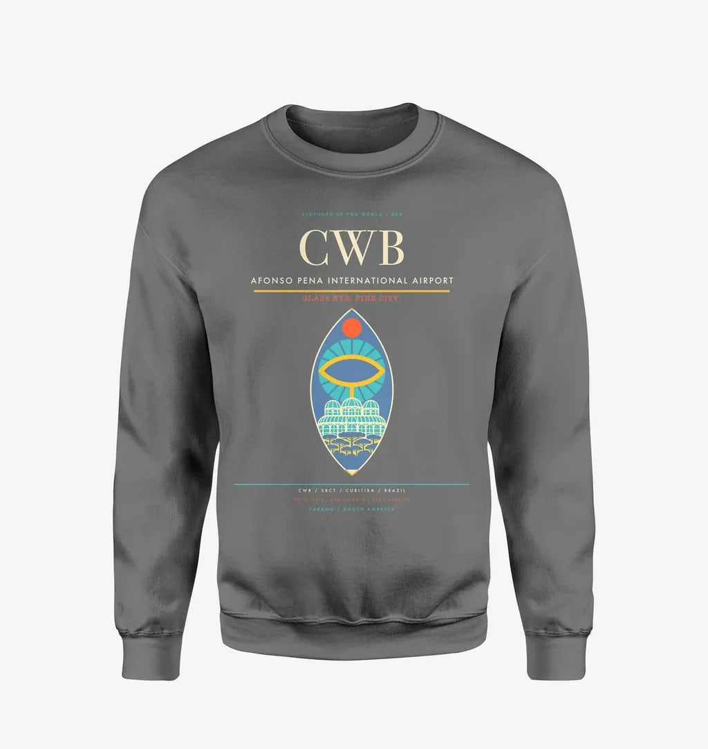 Afonso Pena International Airport (CWB) design on gray sweatshirt