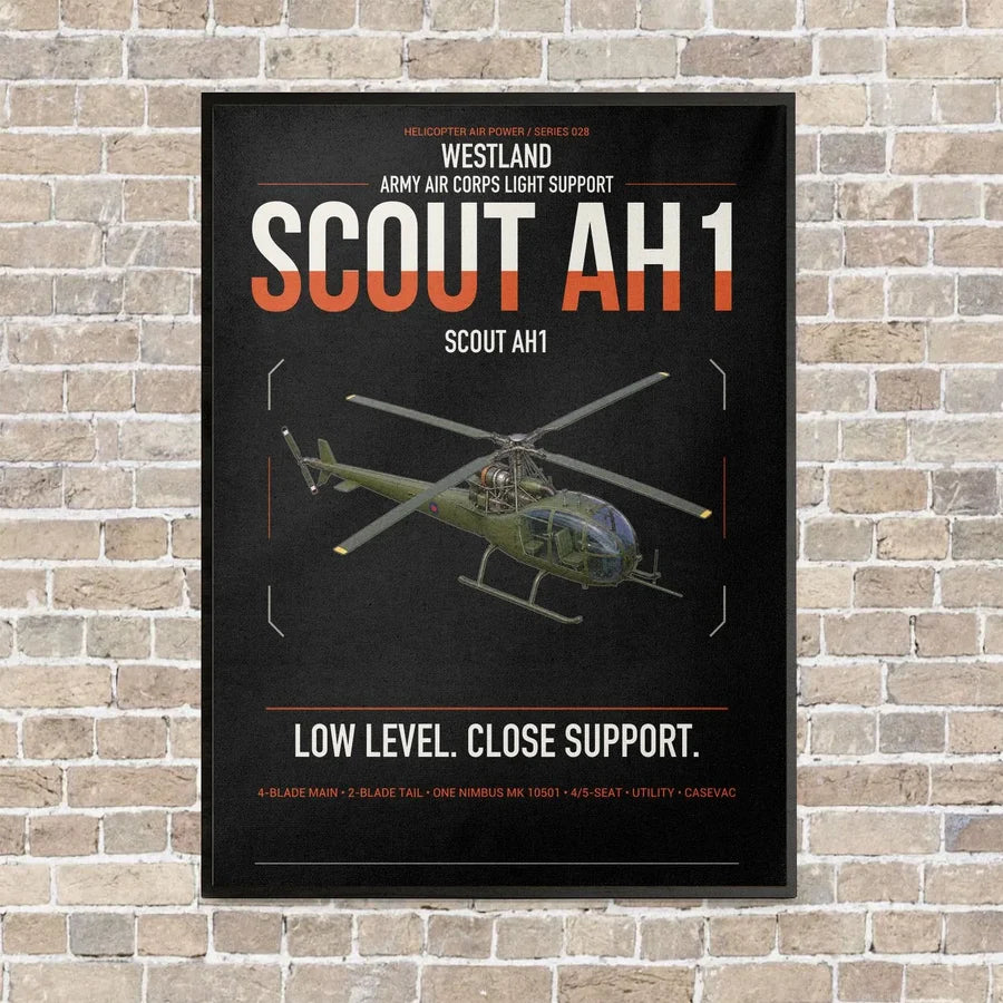 Westland Scout AH1 vertical canvas print - framed - black background