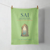 Thumbnail for Siem Reap Angkor International Airport (SAI) design on light green towel