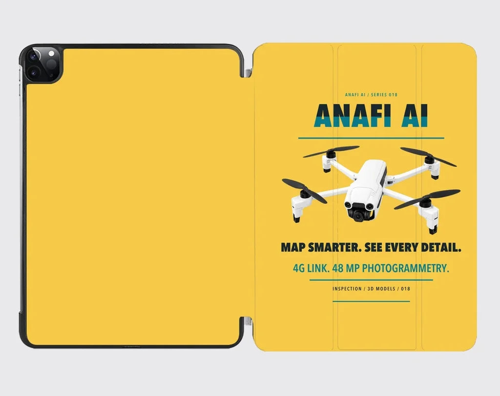 Parrot ANAFI Ai design on yellow ipad tablet case