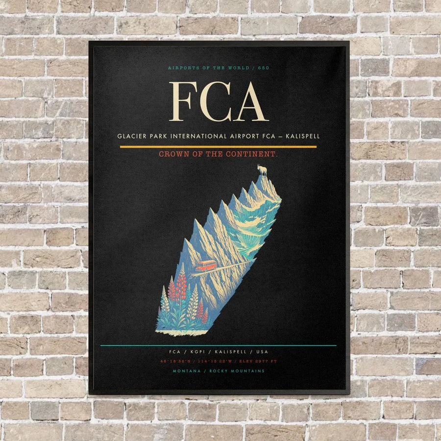 Glacier Park International Airport FCA — Kalispell vertical canvas print - framed - black background