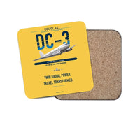 Thumbnail for Douglas DC-3 design on yellow 1 piece coaster