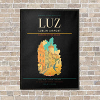 Thumbnail for Lublin Airport LUZ vertical canvas print - framed - black background
