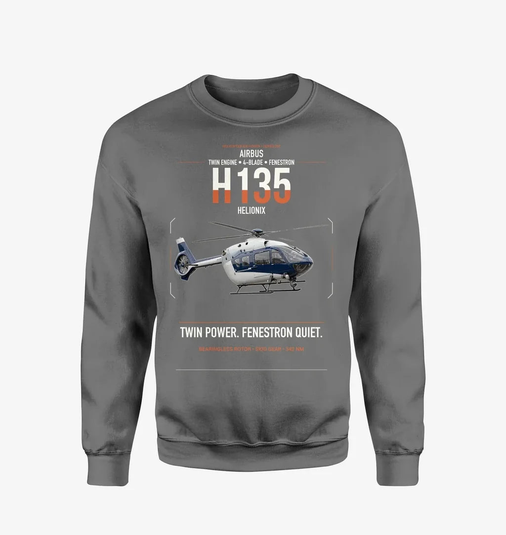 Airbus H135 design on gray sweatshirt
