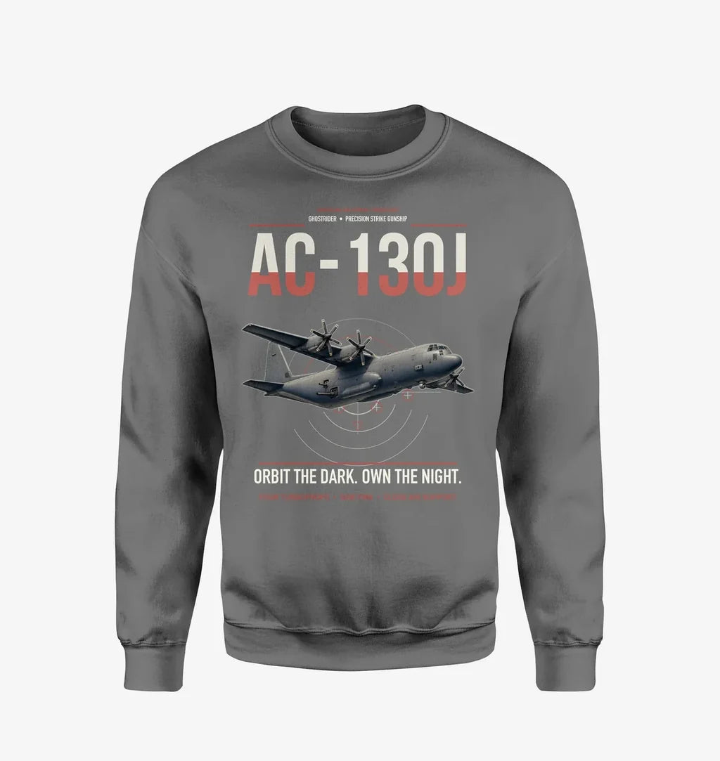 AC-130J Ghostrider design on gray sweatshirt