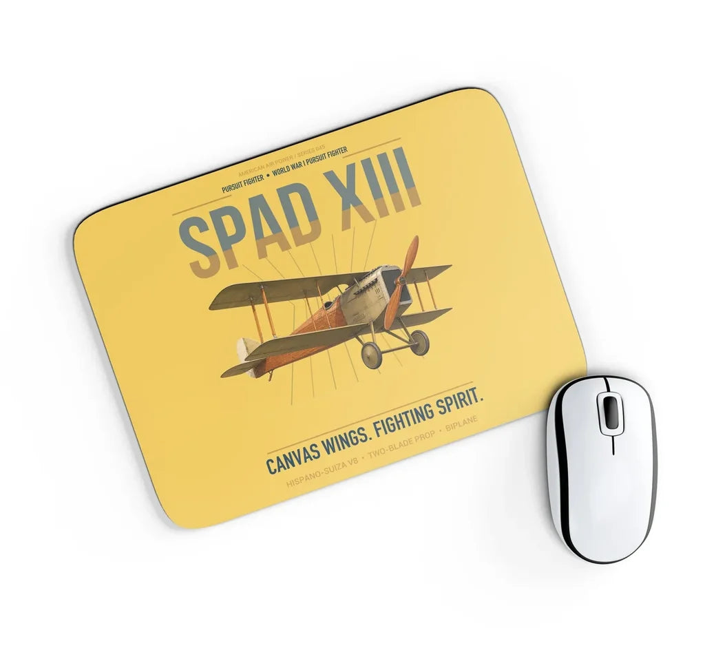 SPAD XIII design on yellow rectangle mouse pad