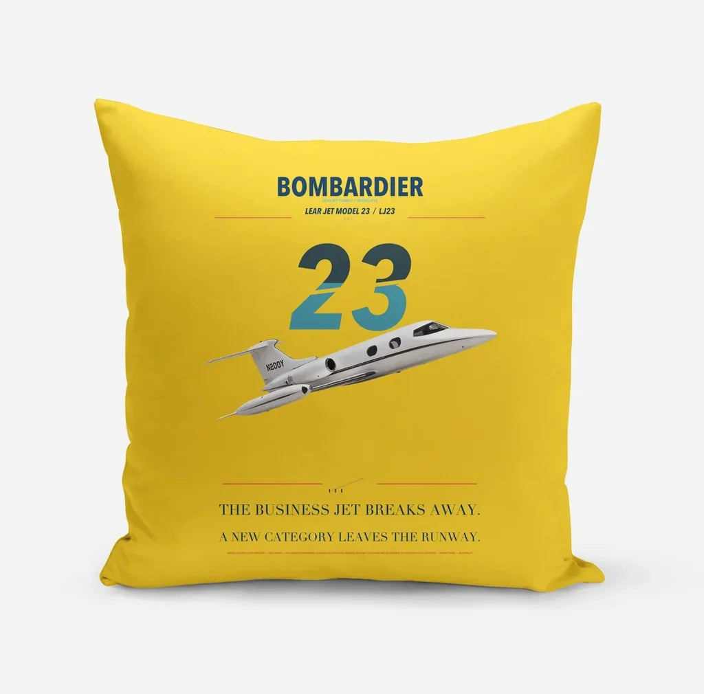 Bombardier Learjet 23 design on yellow pillow