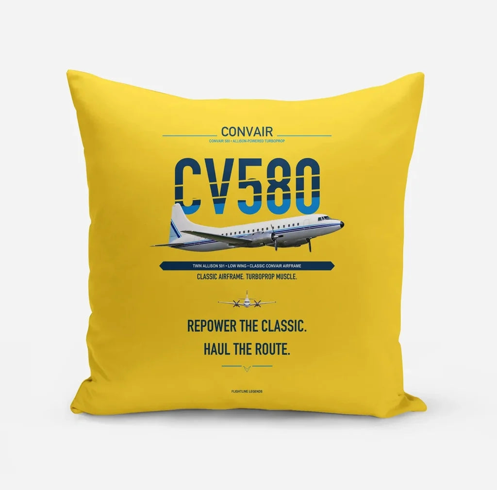 Convair 580 design on yellow pillow