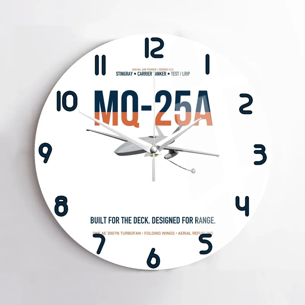 MQ-25A STINGRAY design on white no frame wall clock