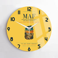 Thumbnail for Midland International Air and Space Port (MAF) design on yellow no frame wall clock
