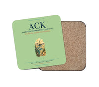 Thumbnail for Nantucket Memorial Airport (ACK) design on light green 1 piece coaster