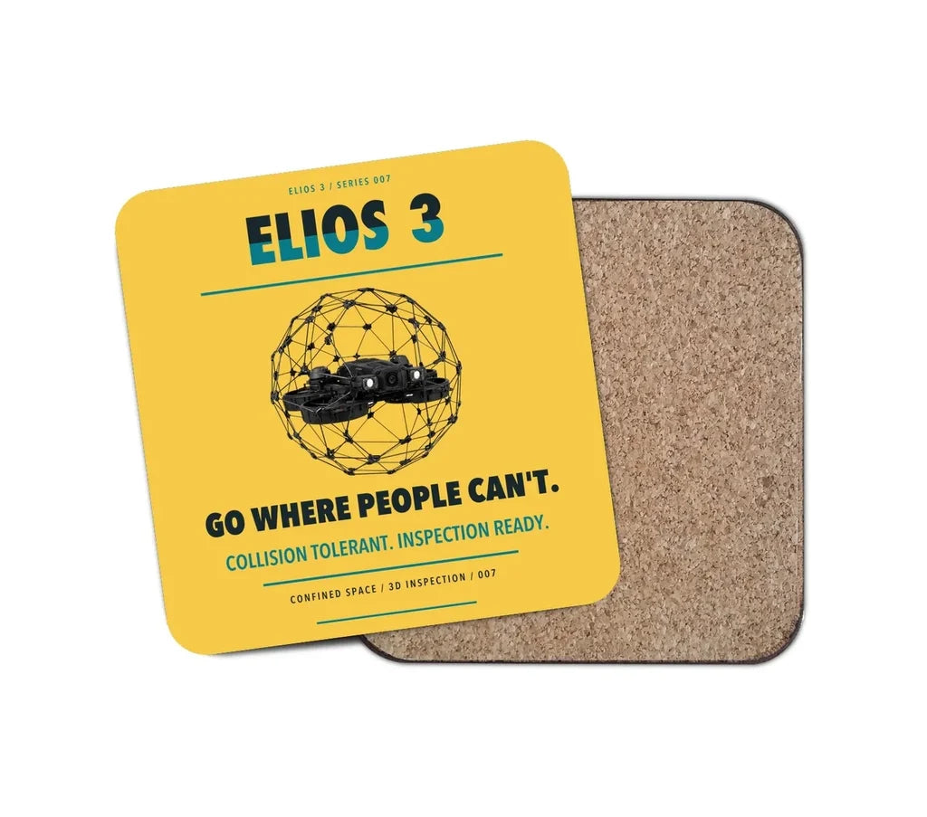 Flyability Elios 3 design on yellow 1 piece coaster