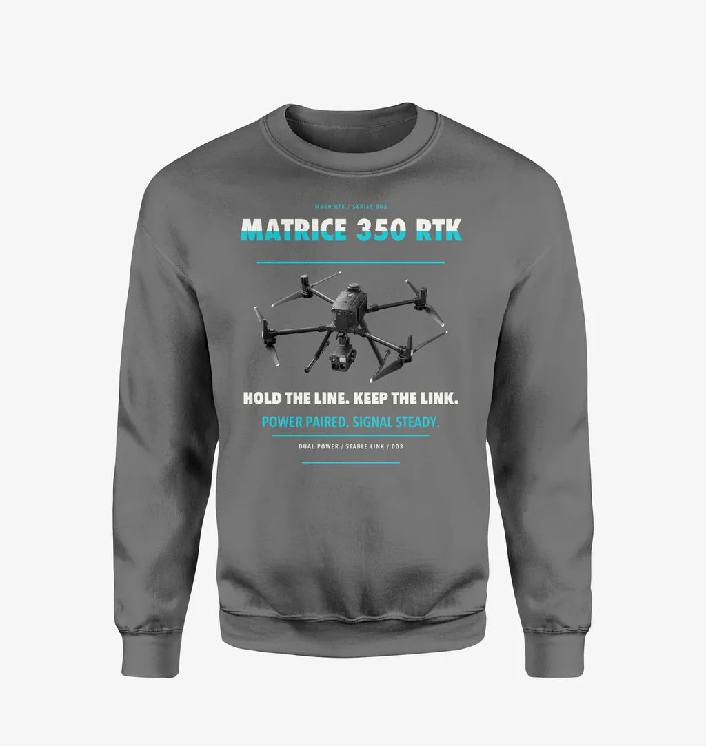 DJI Matrice 350 RTK design on gray sweatshirt