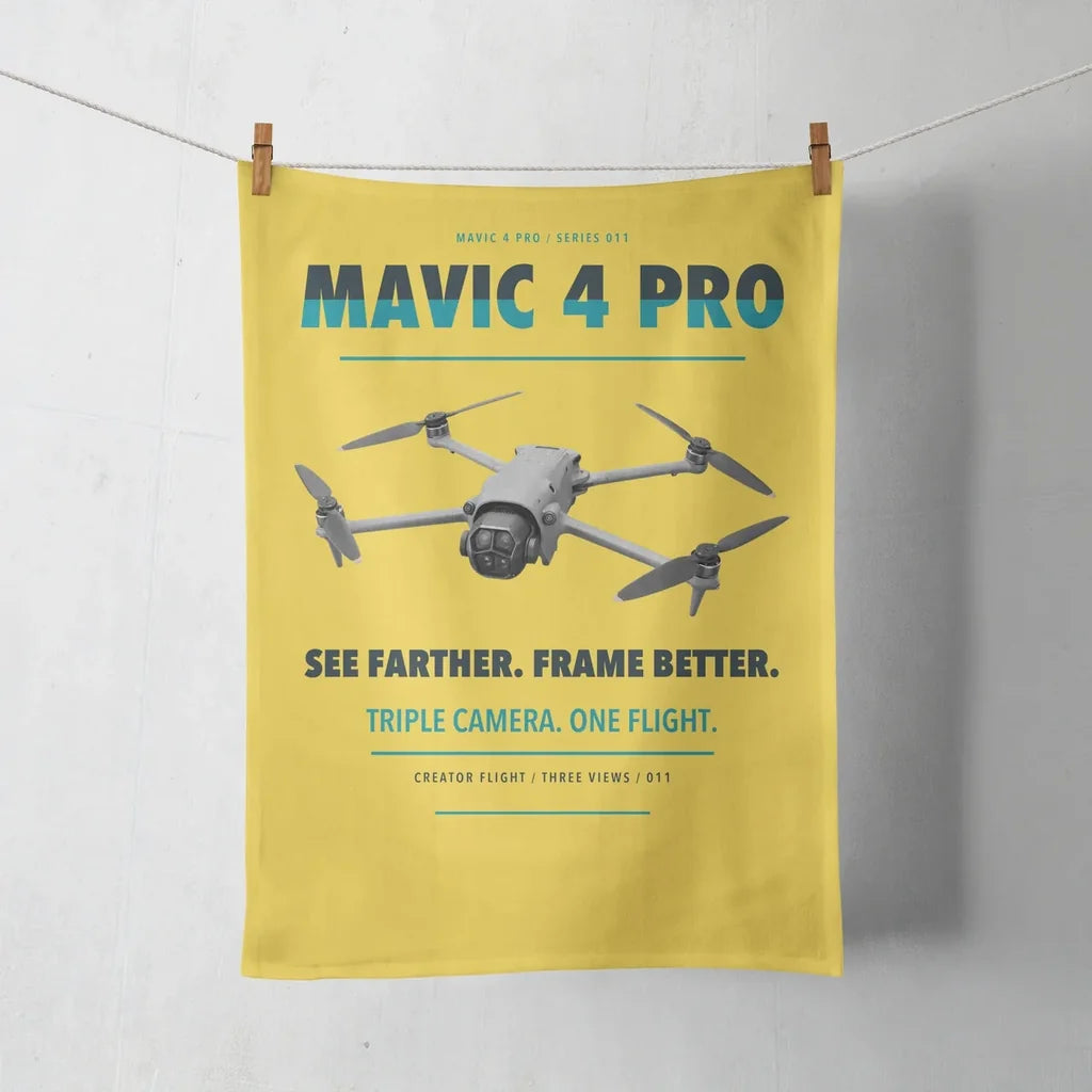 DJI Mavic 4 Pro design on yellow towel