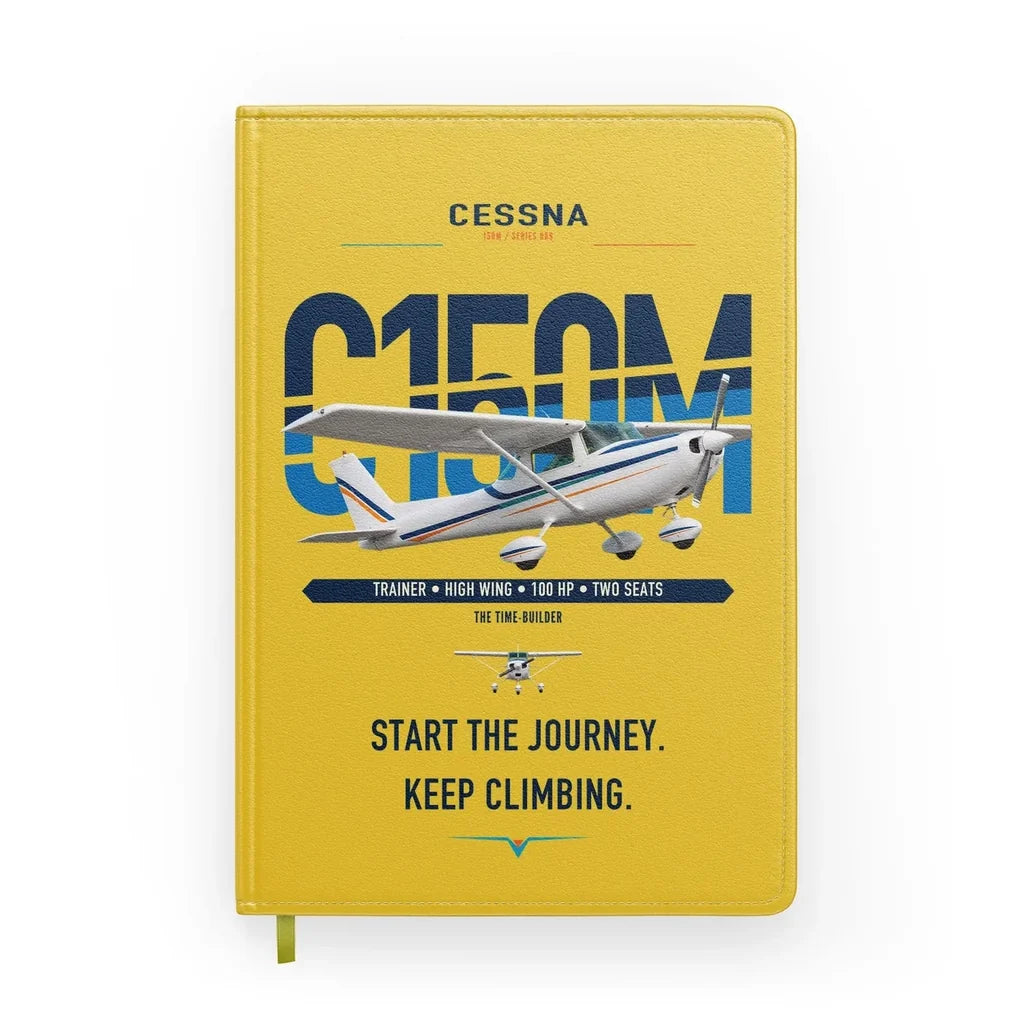 Cessna 150M design on yellow notebook