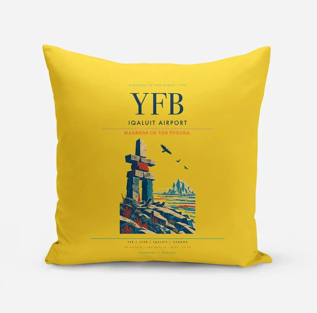 Iqaluit Airport (YFB) design on yellow pillow