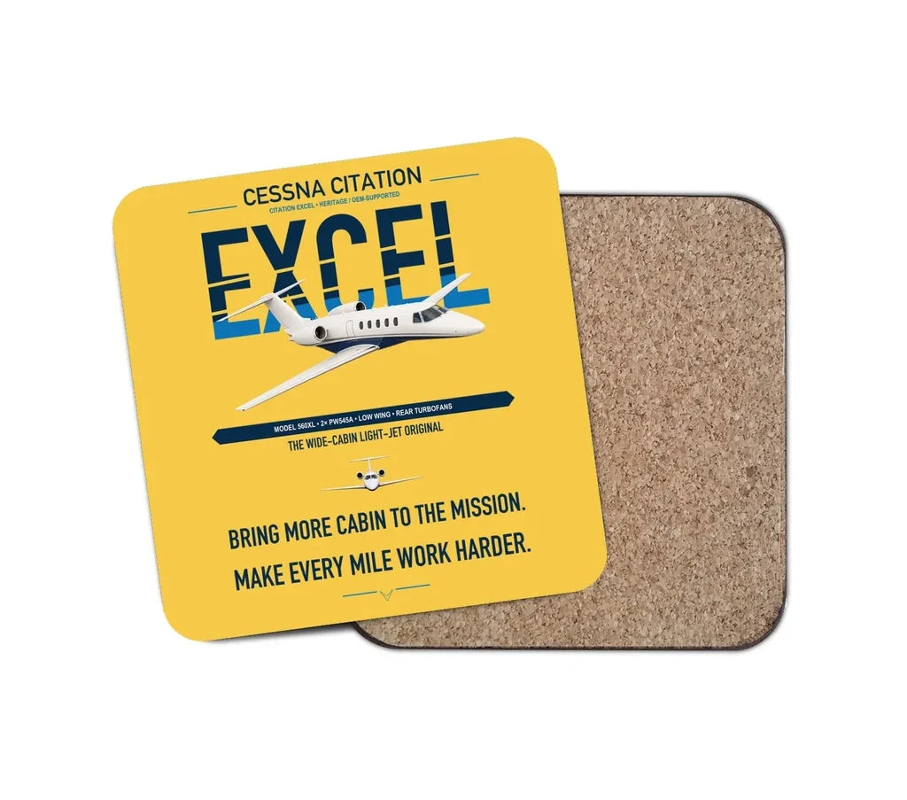 Cessna Citation Excel design on yellow 1 piece coaster