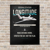 Thumbnail for Cessna Citation Longitude vertical canvas print - framed - black background