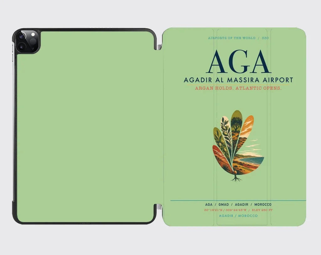 Agadir Al Massira Airport (AGA) design on light green ipad tablet case
