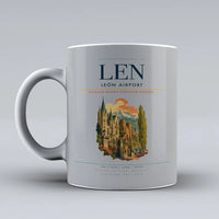 Thumbnail for León Airport (LEN) airport code design on light gray ceramic mug