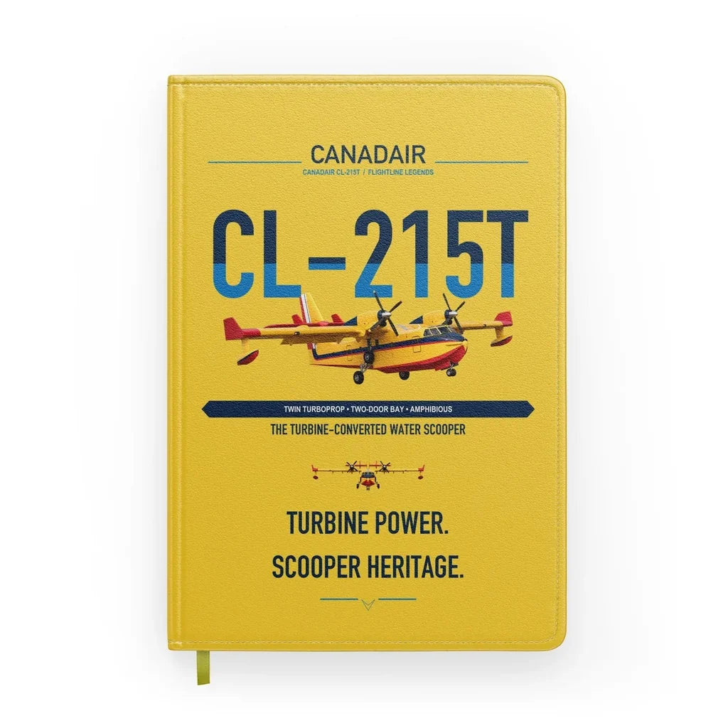Canadair CL-215T design on yellow notebook