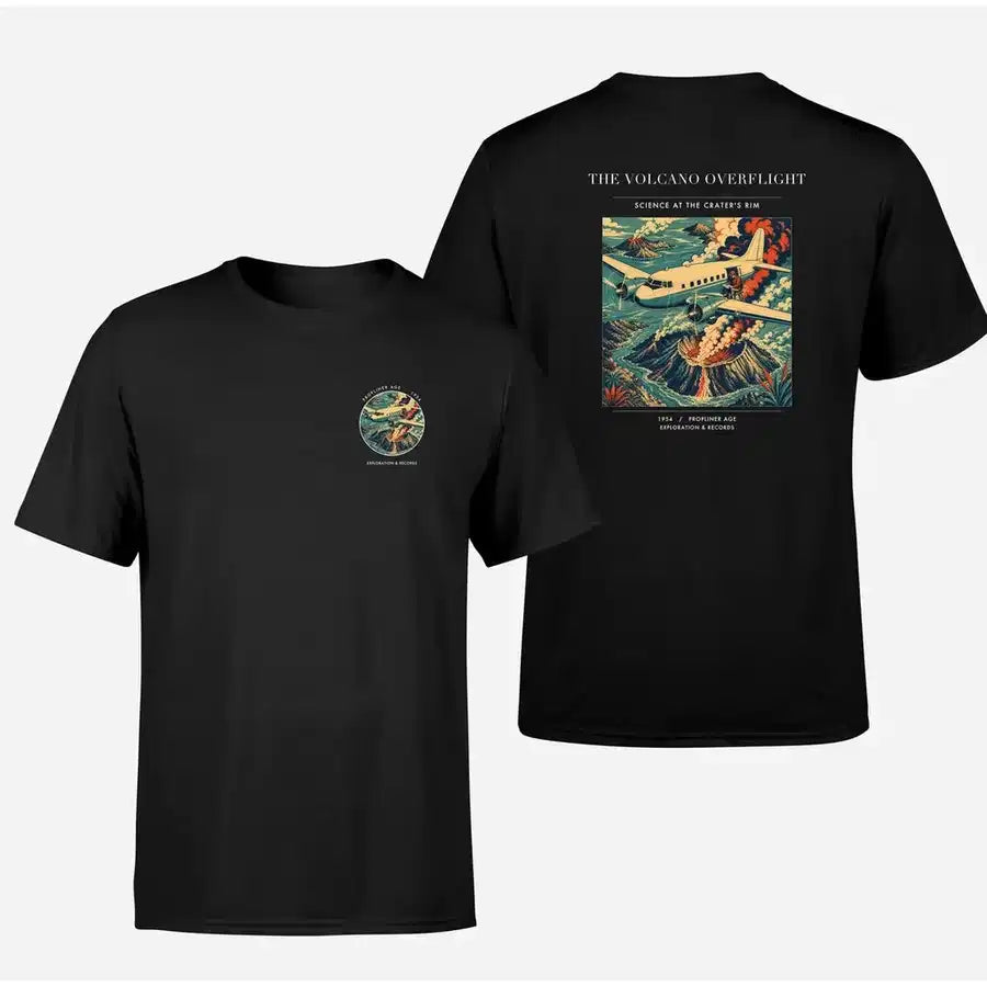 VINTAGE G4206 - The Volcano Overflight - Double-Side T-Shirt design on black double side t shirt