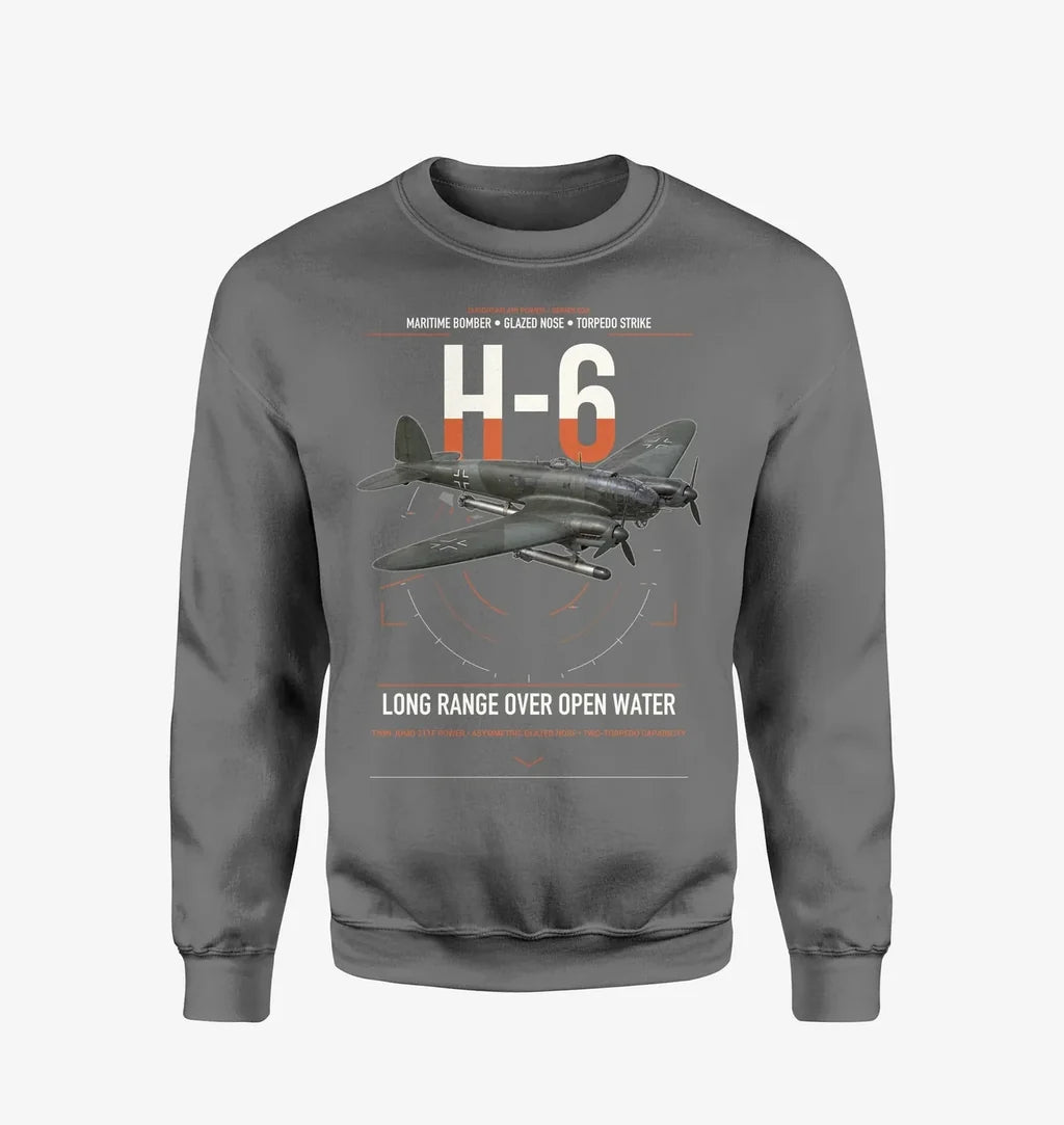 Heinkel He 111H-6 design on gray sweatshirt