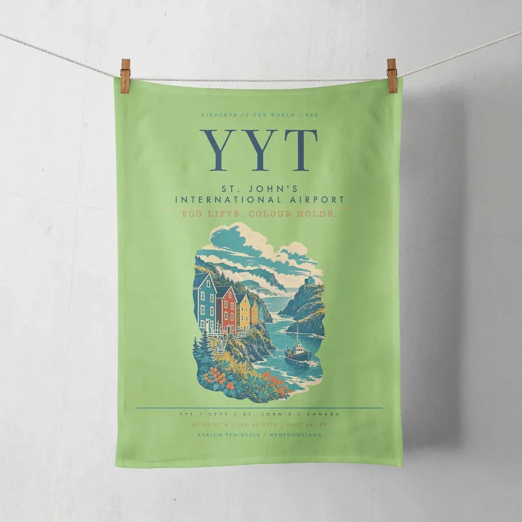 St. John's International Airport (YYT) design on light green towel