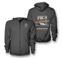 Thumbnail for F3F-2 LAST BIPLANE design on dark gray zipped hoodie